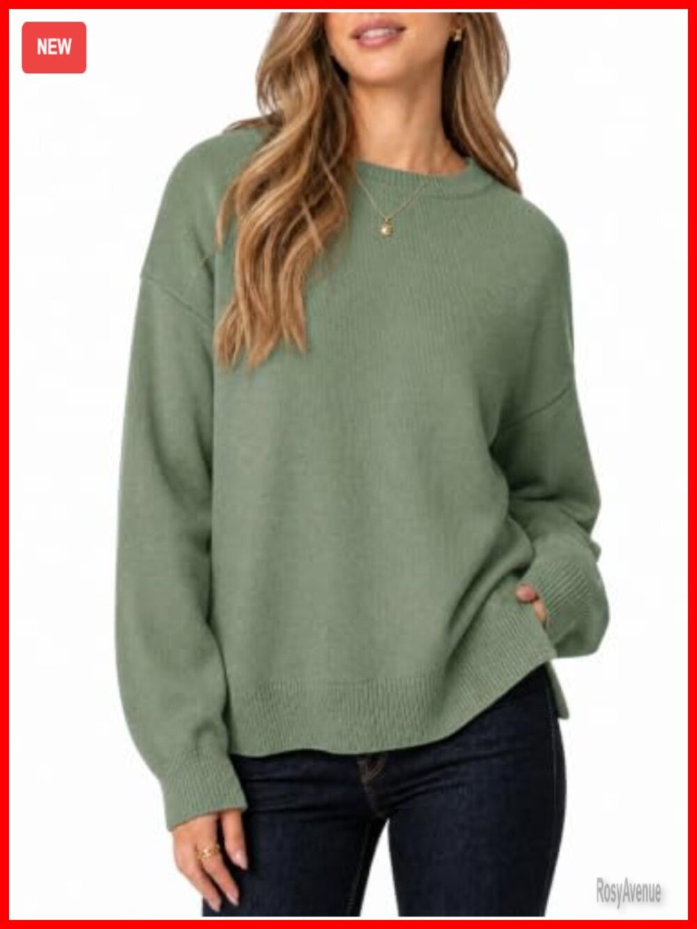 Oversized Crewneck Lantern Sleeve Knit Pullover Sweater